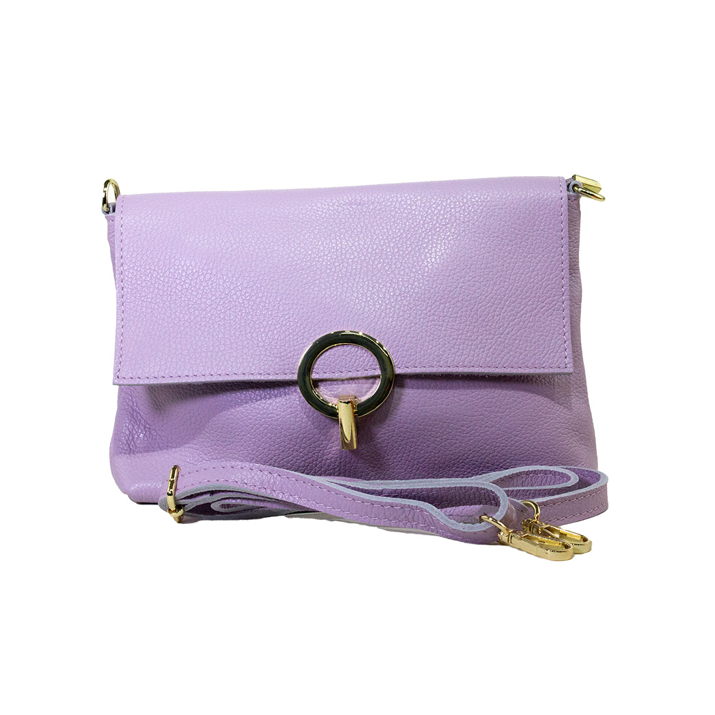 CARTERA CUERO CERROJO REDONDO LILA - 2