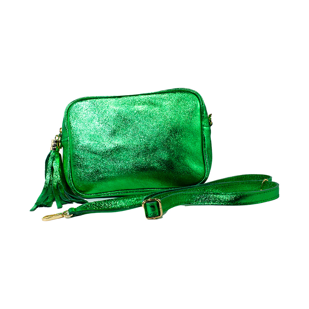 CARTERA CUERO RECTANGULAR BRILLO VERDE - 2