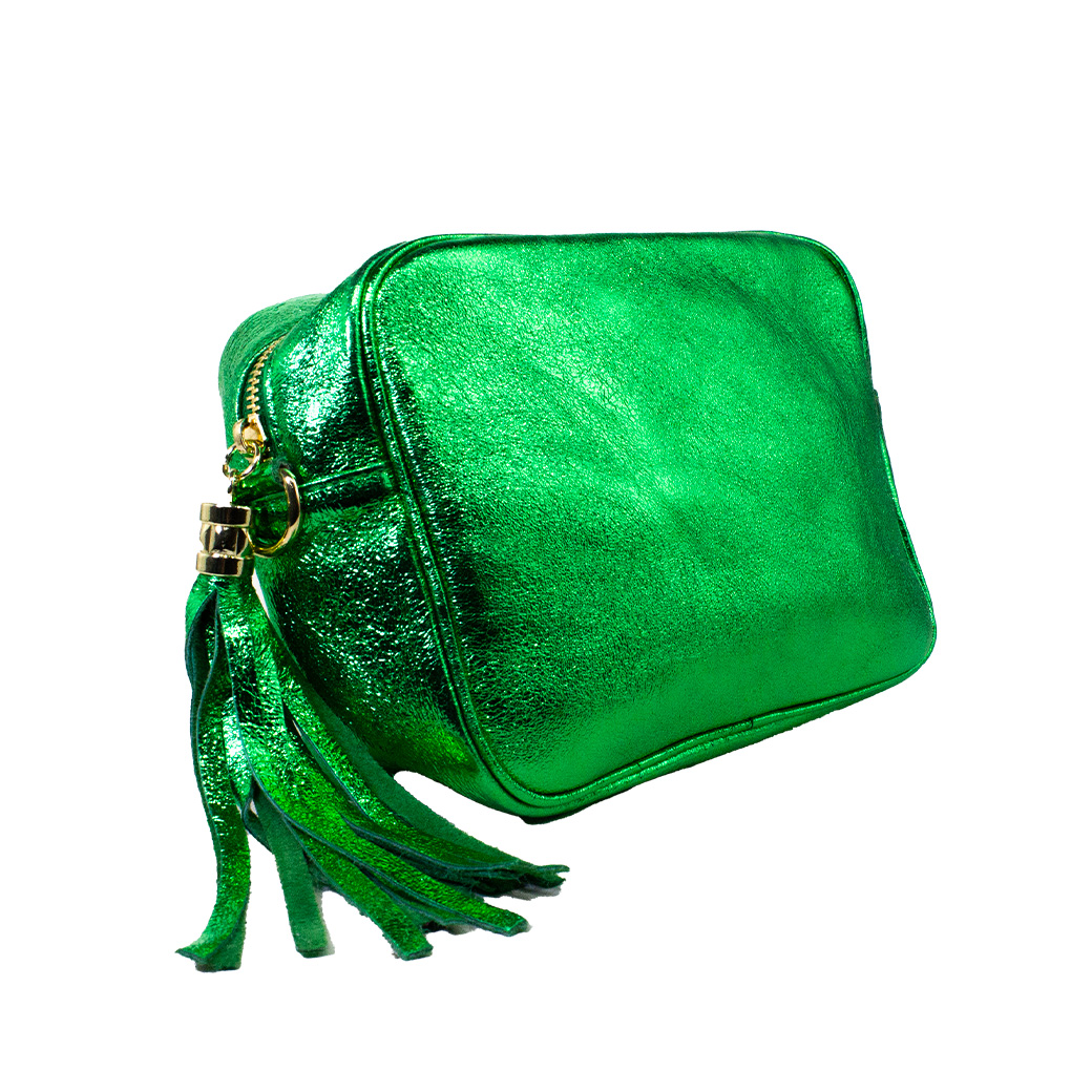 CARTERA CUERO RECTANGULAR BRILLO VERDE - 3