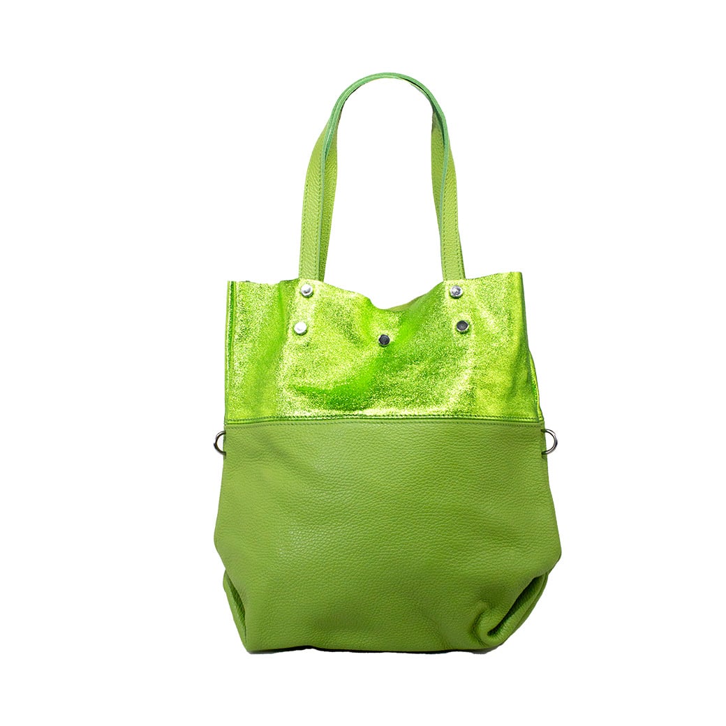CARTERA CUERO FRANJA BRILLO VERDE - 1