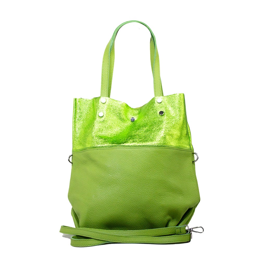 CARTERA CUERO FRANJA BRILLO VERDE - 2