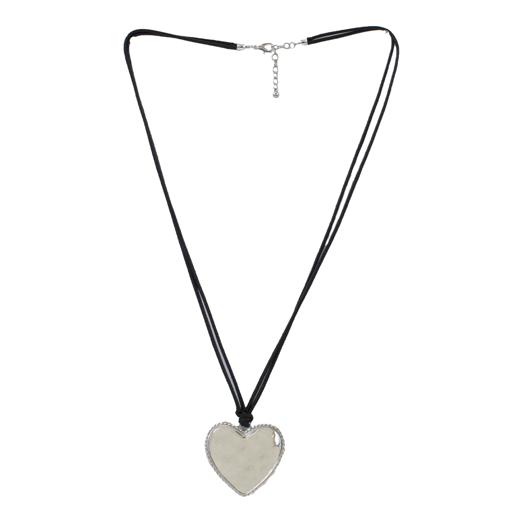 COLLAR MAILEA AACO36370 PLATA LARGO CORAZON METAL - 1