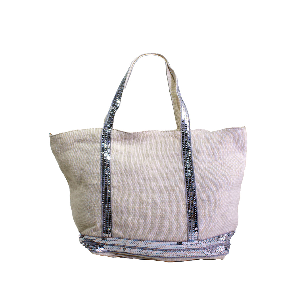 CARTERA YUTE C/ LENTEJUELAS BEIGE - 1