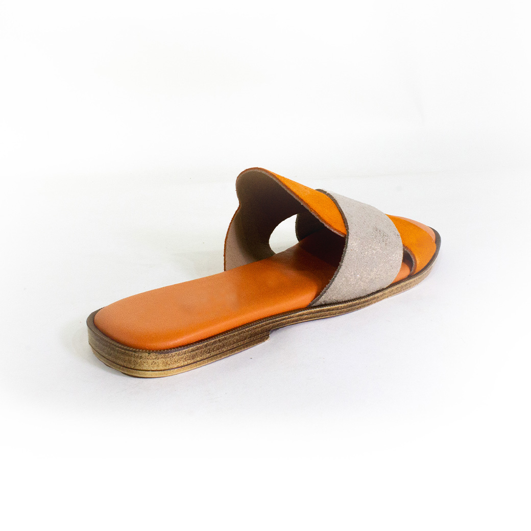 SANDALIAS MUJER MAILEA RENO PLANA CRUZ MATERIAL NARANJO - 2