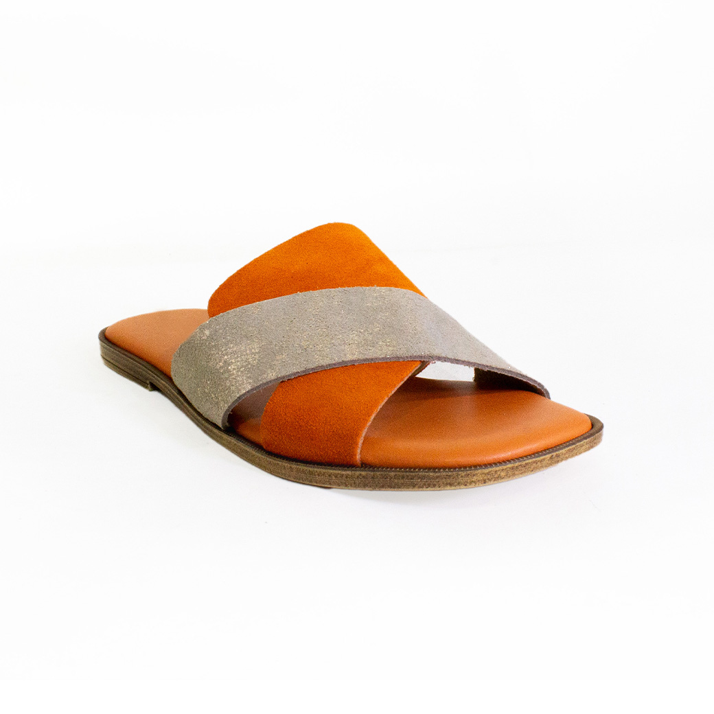 SANDALIAS MUJER MAILEA RENO PLANA CRUZ MATERIAL NARANJO - 3