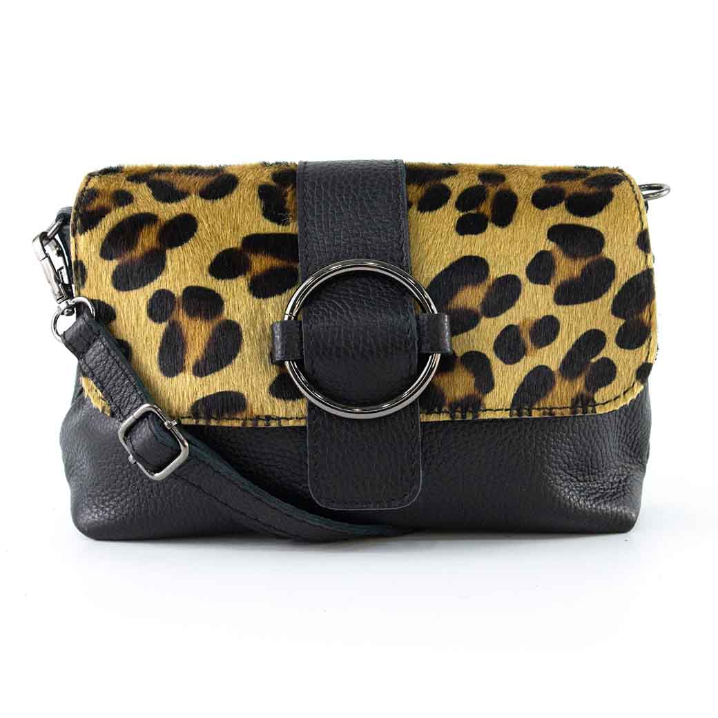 CARTERA DE CUERO HEBILLA 672 MUJER CEBRA LEOPARDO MAILEA - 1