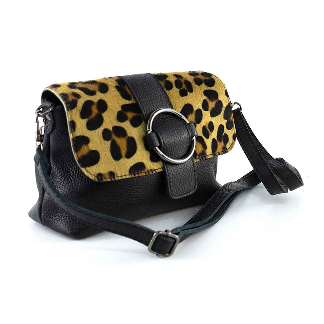 CARTERA DE CUERO HEBILLA 672 MUJER CEBRA LEOPARDO MAILEA - 2