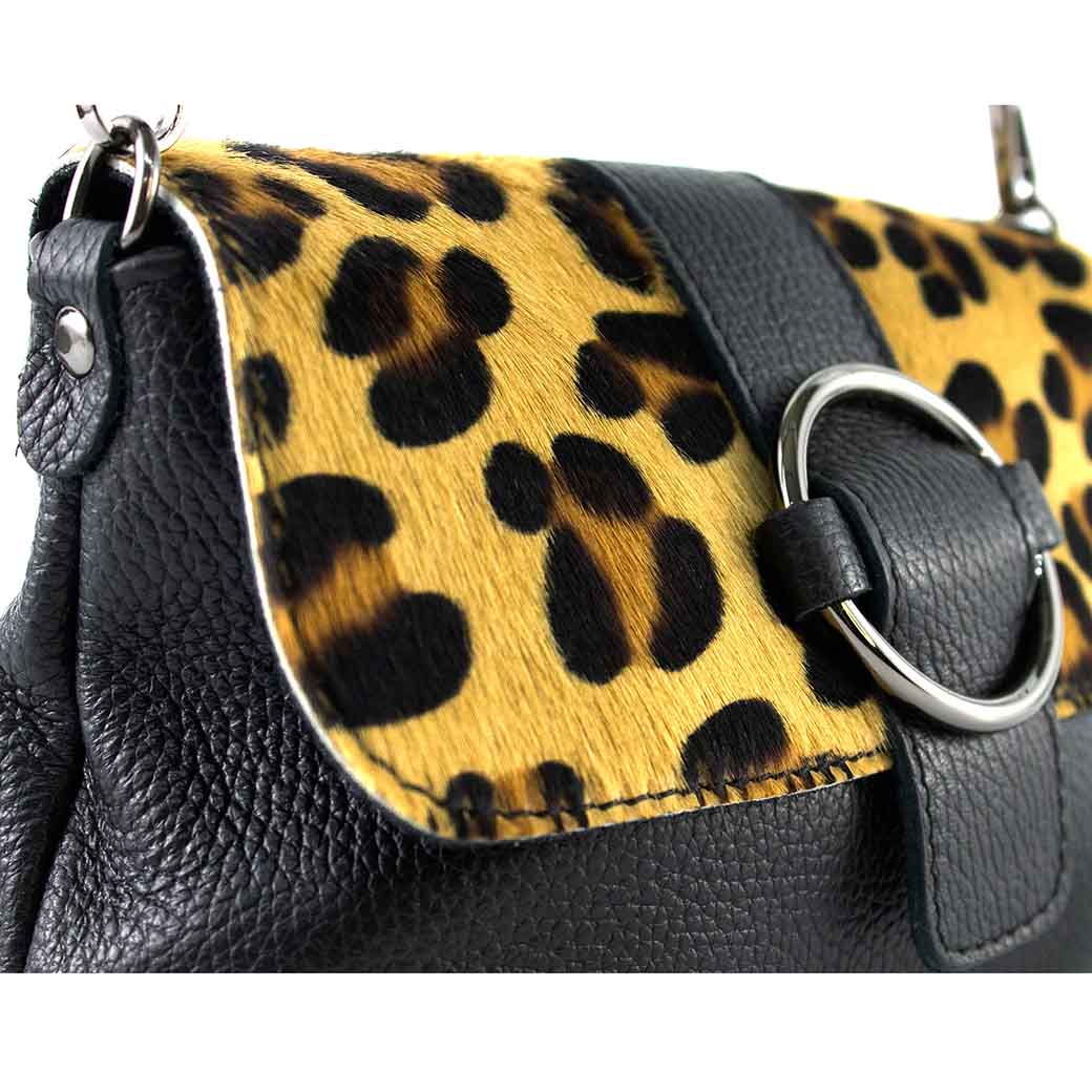 CARTERA DE CUERO HEBILLA 672 MUJER CEBRA LEOPARDO MAILEA - 5