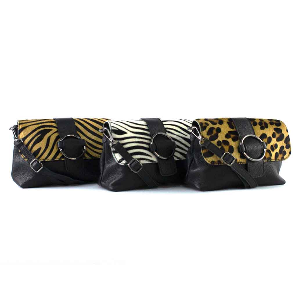 CARTERA DE CUERO HEBILLA 672 MUJER CEBRA LEOPARDO MAILEA - 6