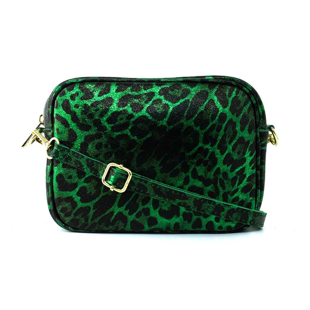 CARTERA CUERO BRILLO CIERRE 591 MUJER LEOPARDO VERDE MAILEA - 1