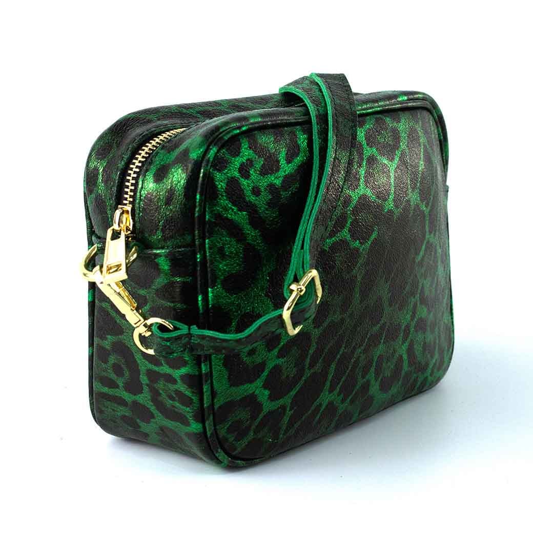 CARTERA CUERO BRILLO CIERRE 591 MUJER LEOPARDO VERDE MAILEA - 2