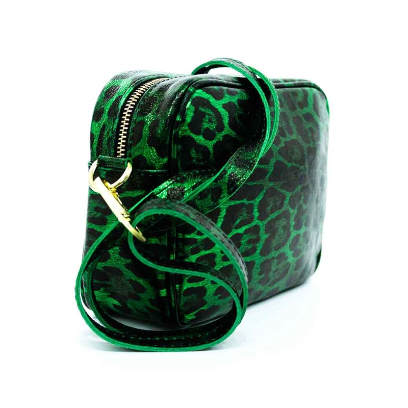 CARTERA CUERO BRILLO CIERRE 591 MUJER LEOPARDO VERDE MAILEA - 5