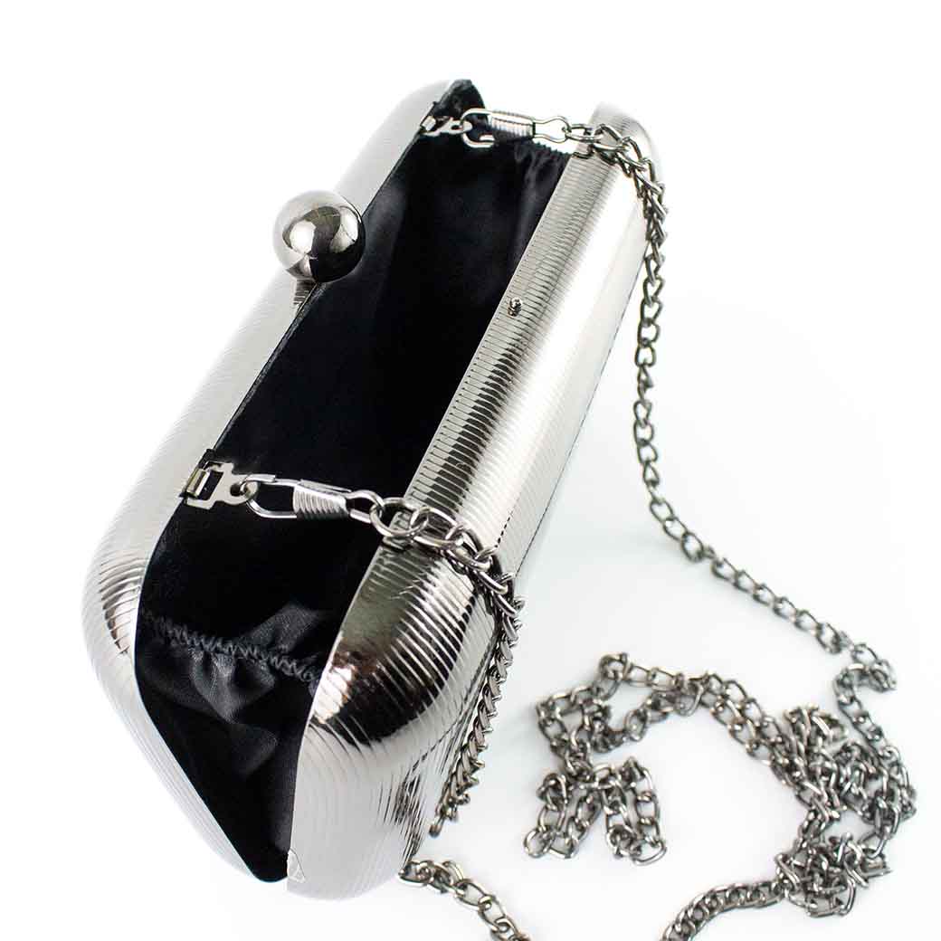 CARTERA METALIZADA DE NOCHE RIGIDA 867 MUJER NEGRO MAILEA - 5