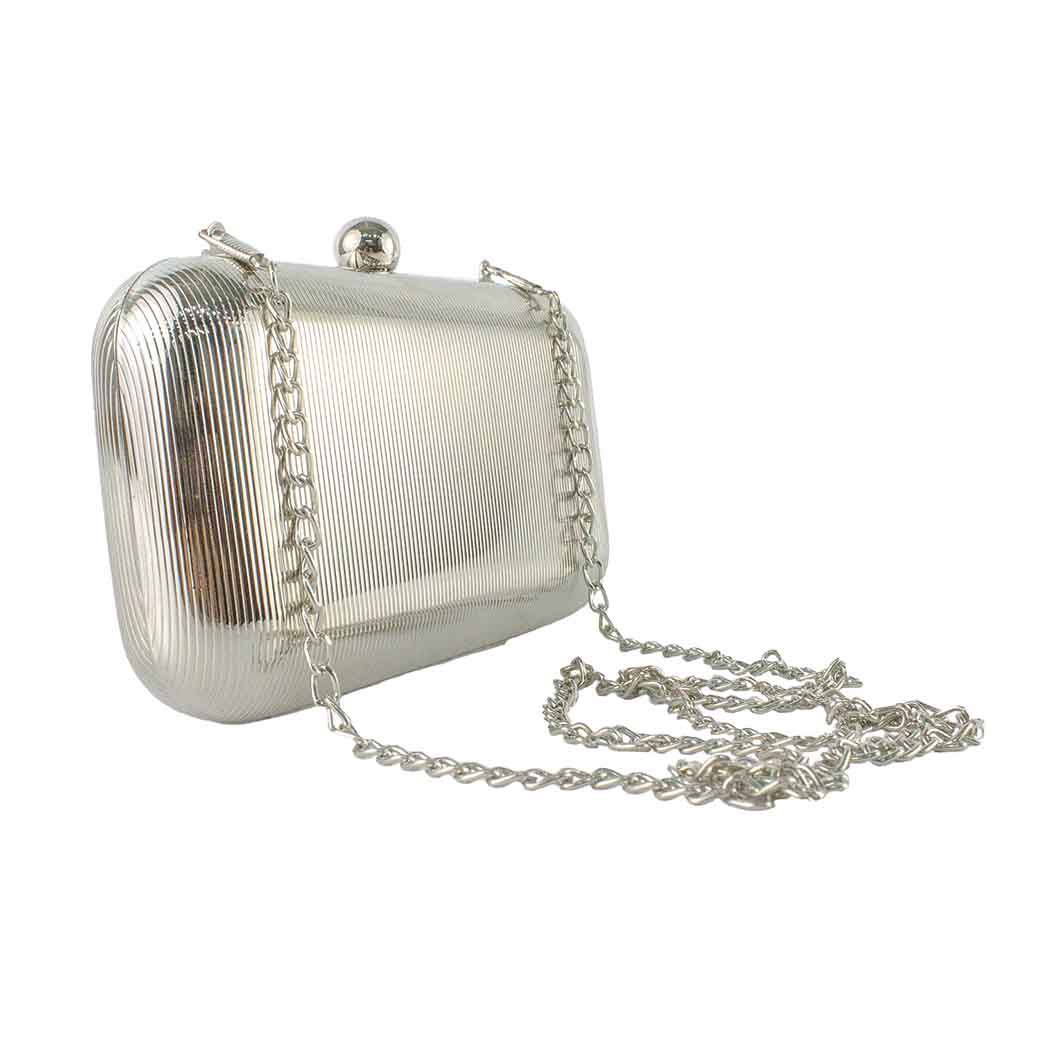 CARTERA METALIZADA DE NOCHE RIGIDA 867 MUJER PLATEADO MAILEA - 4