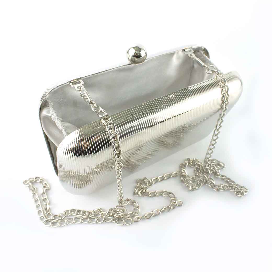 CARTERA METALIZADA DE NOCHE RIGIDA 867 MUJER PLATEADO MAILEA - 5