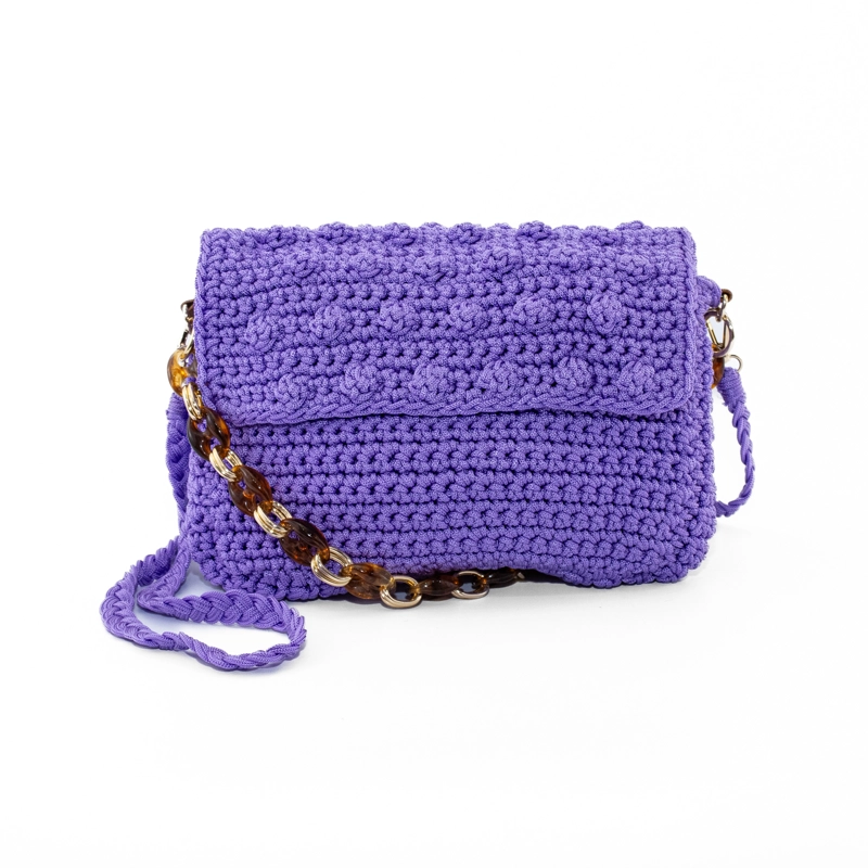 CARTERA TEJIDA CON CADENA LILA - 1