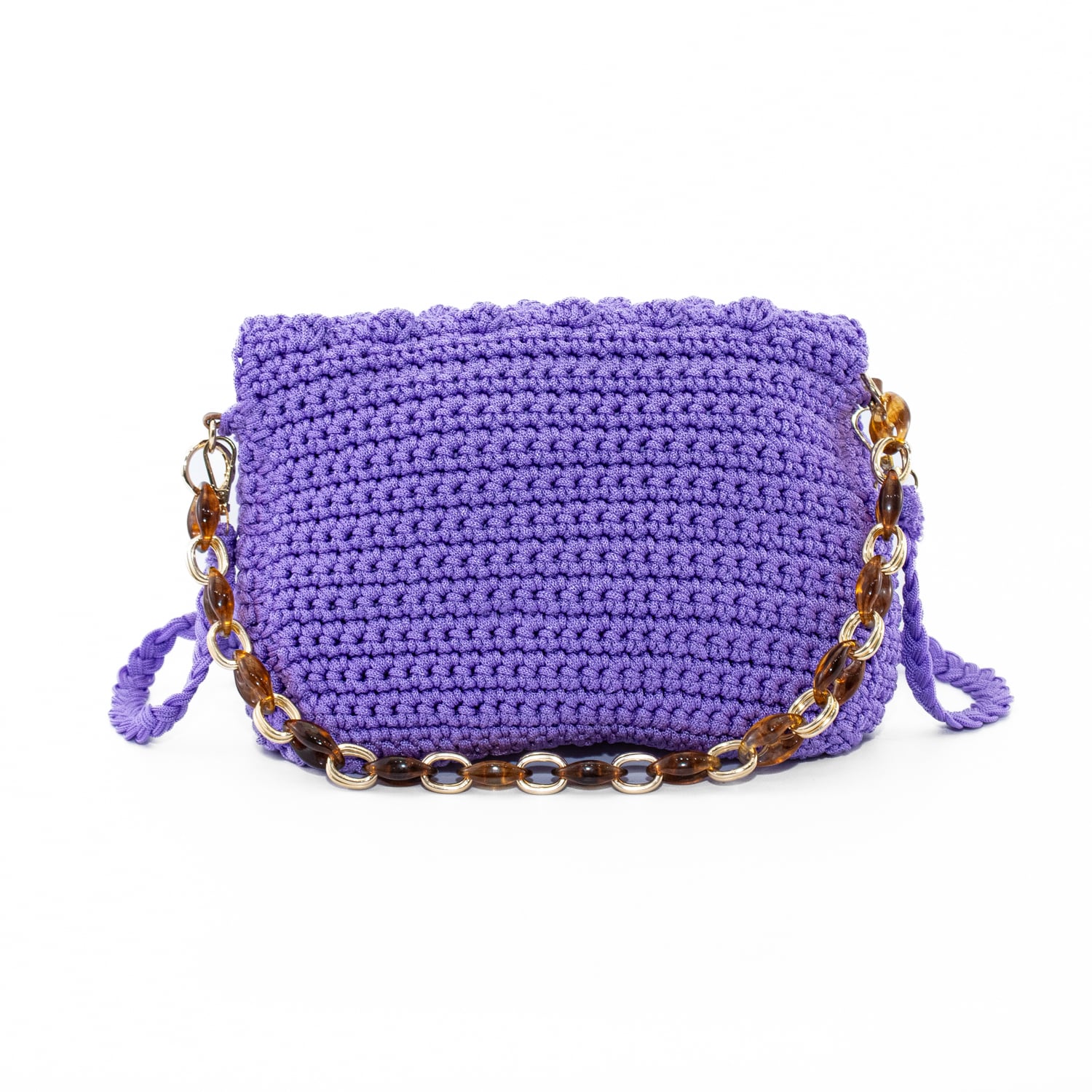 CARTERA TEJIDA CON CADENA LILA - 3