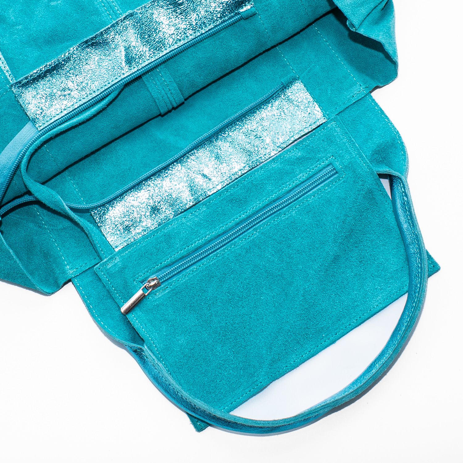CARTERA RENO CON MANILLA METAL TURQUESA - 3