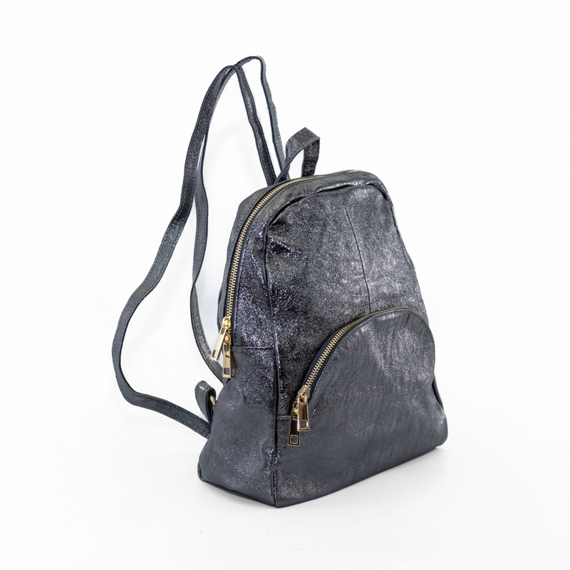 MOCHILA CUERO METALICA PLATA - 2