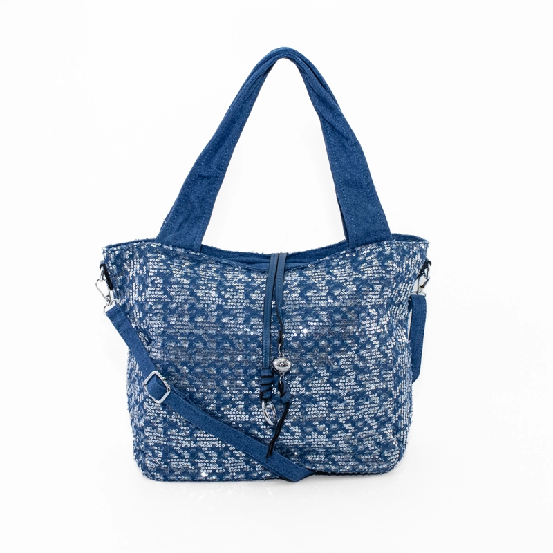 CARTERA JASPEADA CON 2 MANILLAS AZUL CLARO - 1