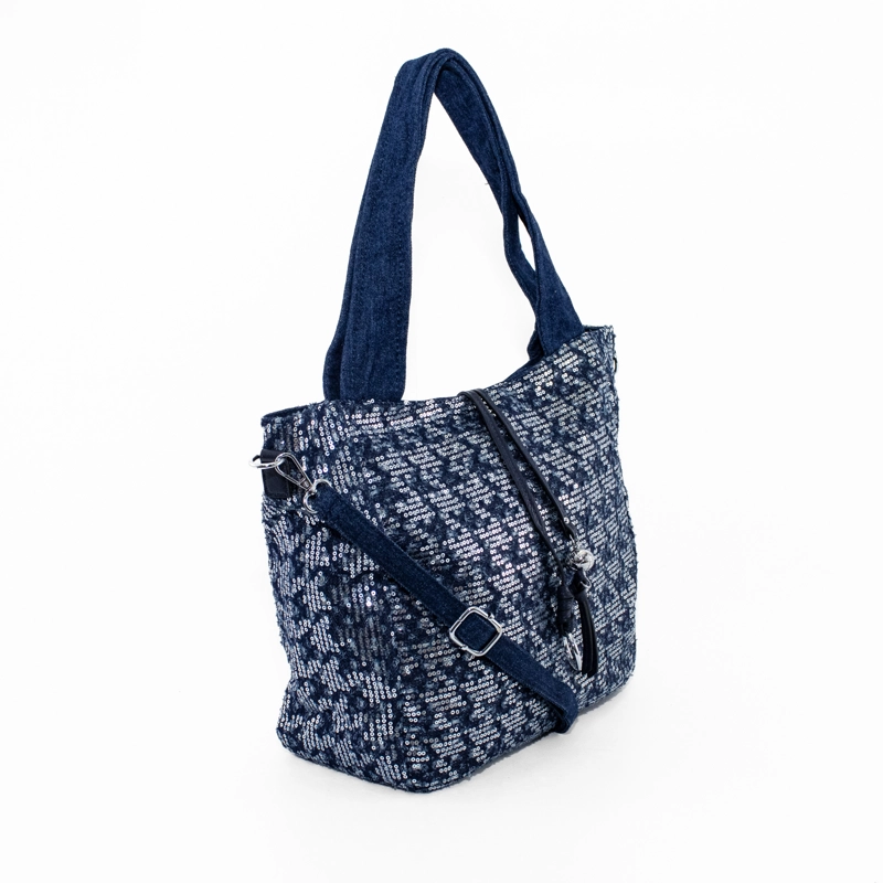 CARTERA JASPEADA CON 2 MANILLAS AZUL OSCURO - 2