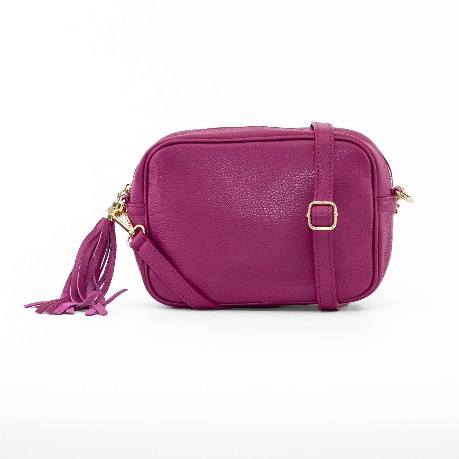 CARTERA CUERO RECTANGULAR LISA FUSCIA - 1