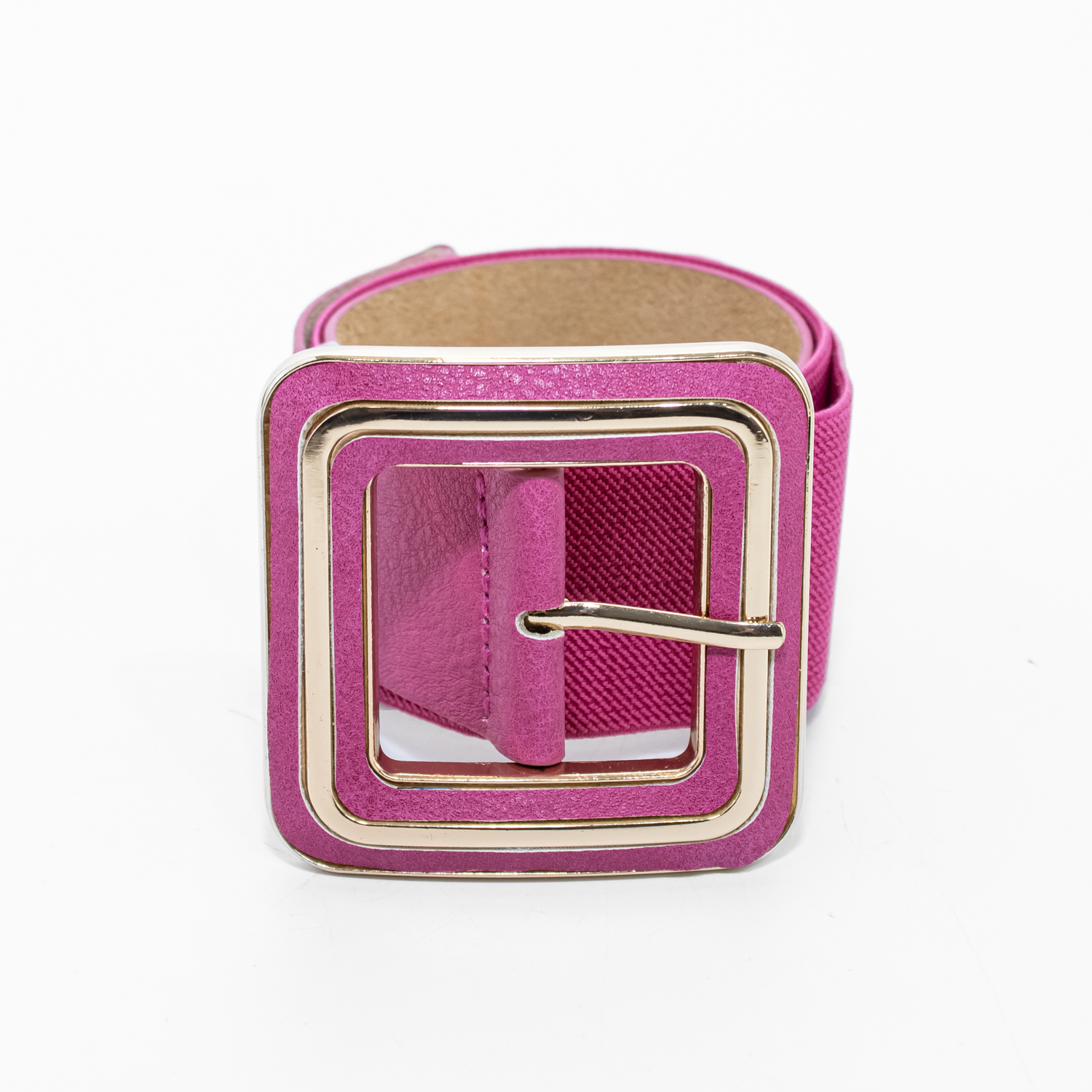 CINTURON ELASTICO HEBILLA CUADRADA C/METAL FUSCIA MAILEA - 1