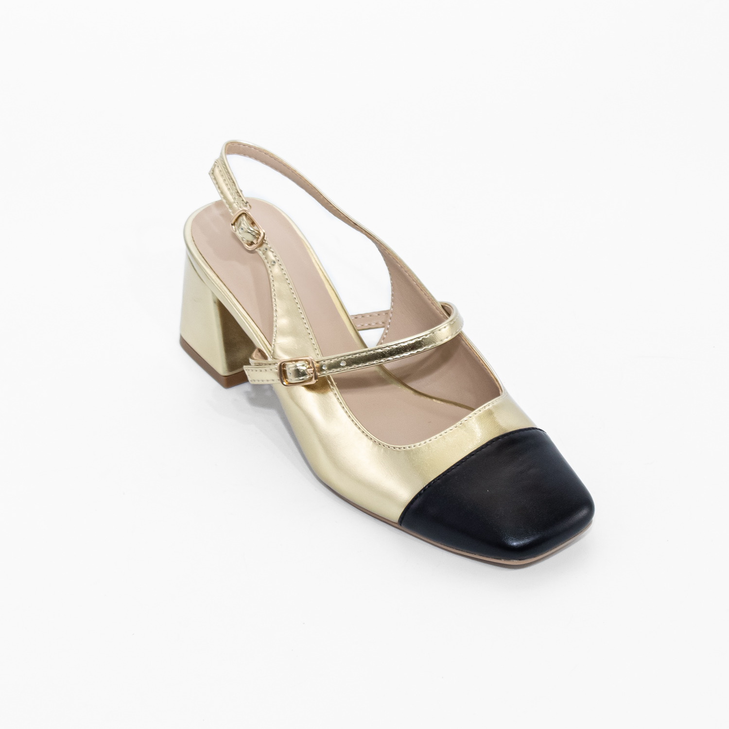 STILETTO ABIERTO HEBILLA LATERAL ORO MAILEA - 2