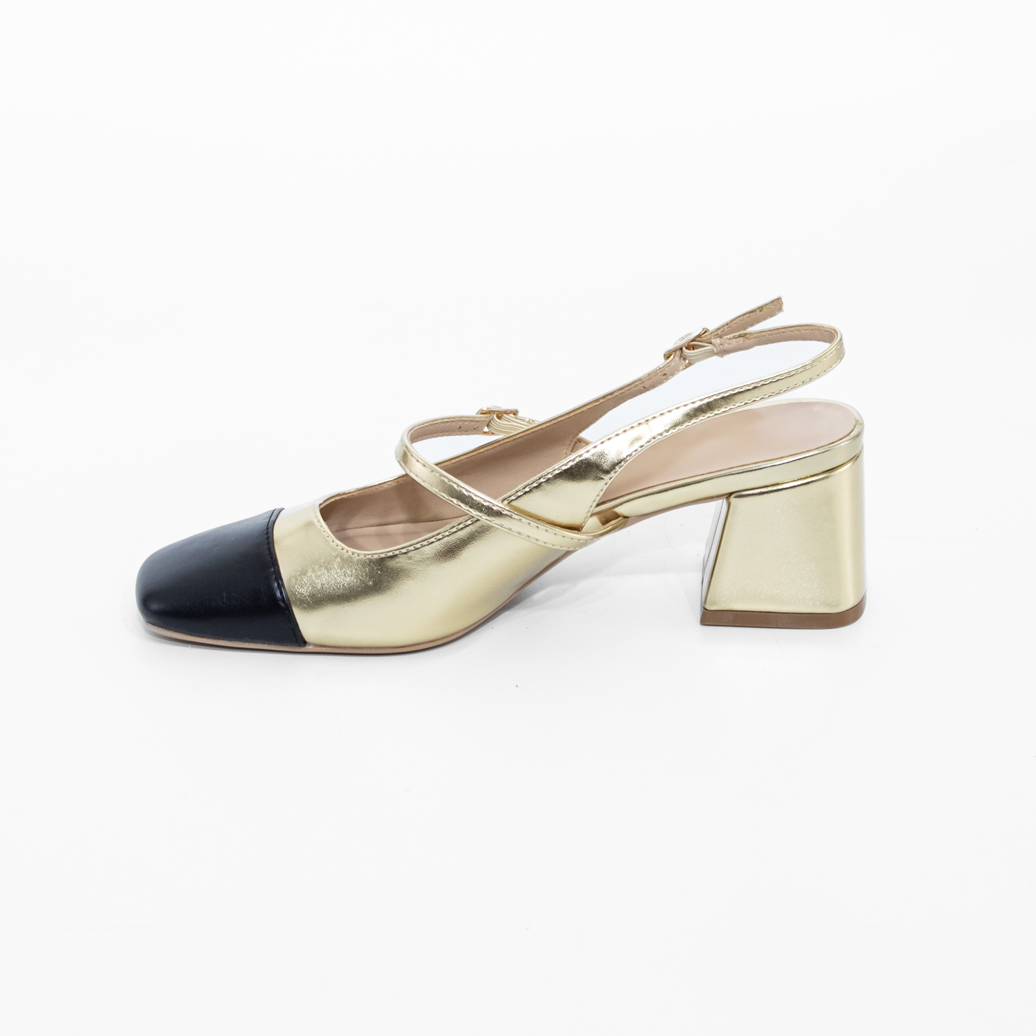STILETTO ABIERTO HEBILLA LATERAL ORO MAILEA - 3