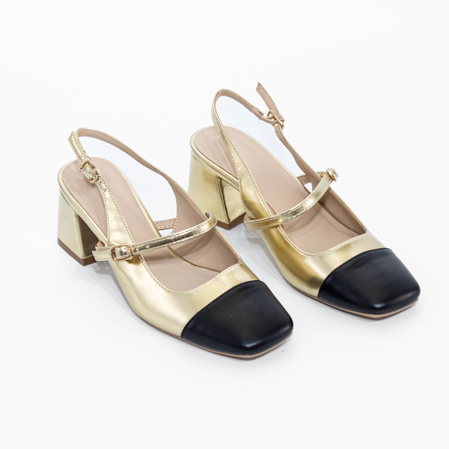 STILETTO ABIERTO HEBILLA LATERAL ORO MAILEA - 4