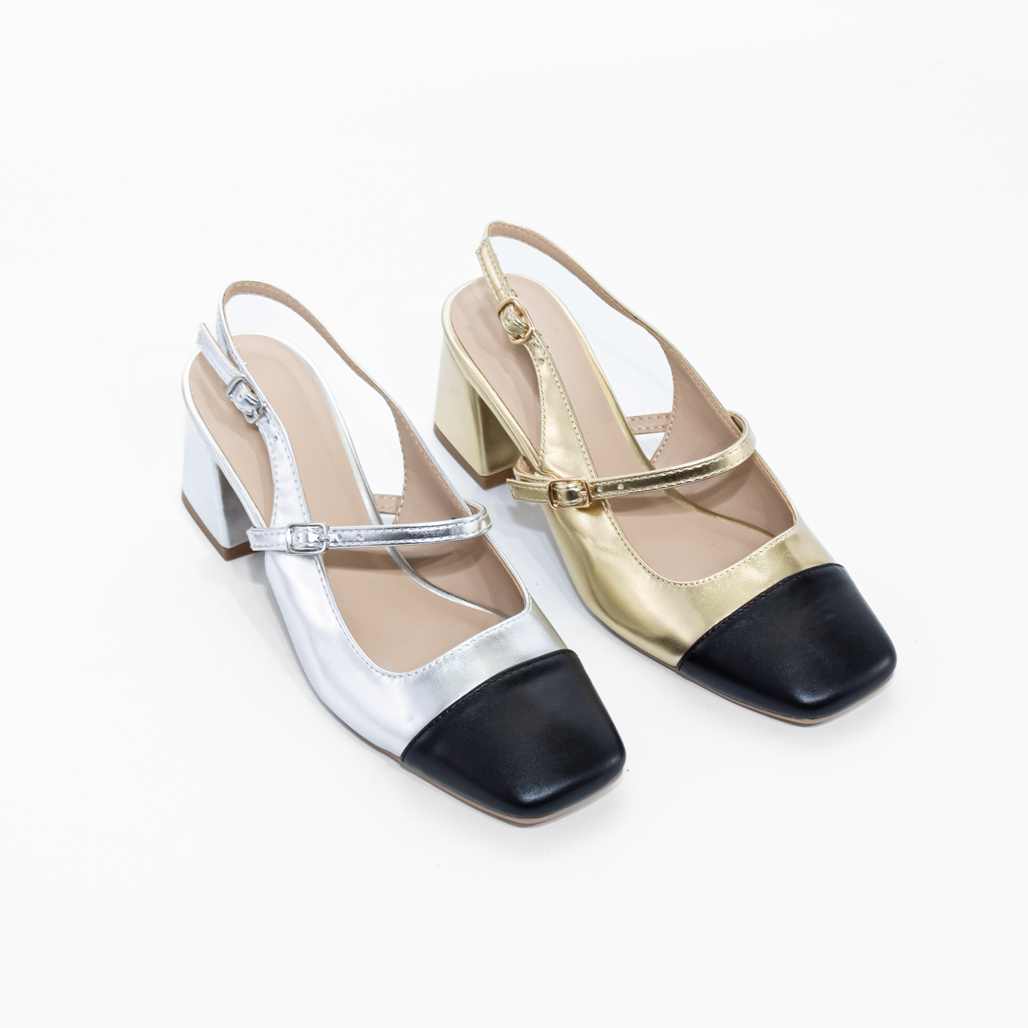STILETTO ABIERTO HEBILLA LATERAL ORO MAILEA - 6