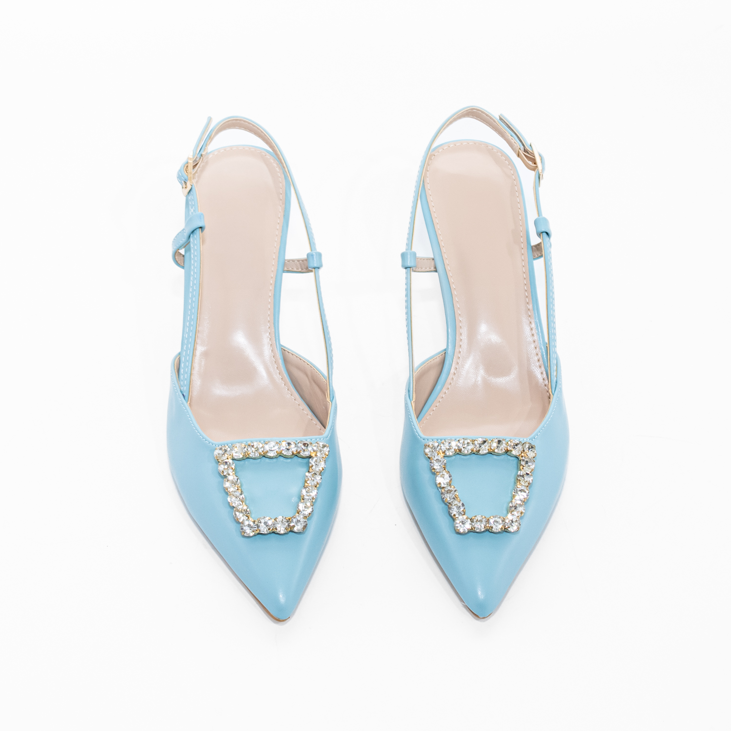 STILETTO ABIERTO LISO C/ STRASS CELESTE MAILEA - 5