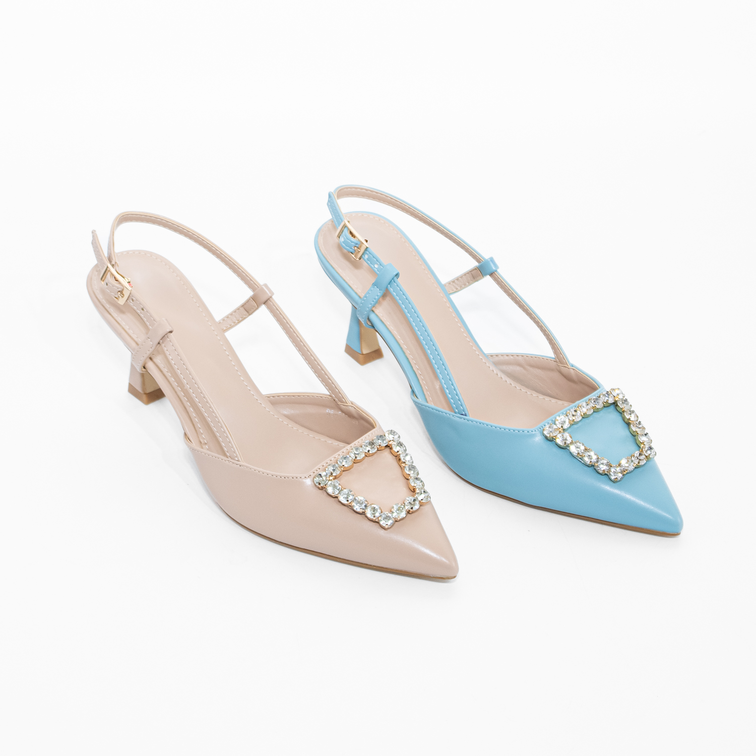 STILETTO ABIERTO LISO C/ STRASS CELESTE MAILEA - 6