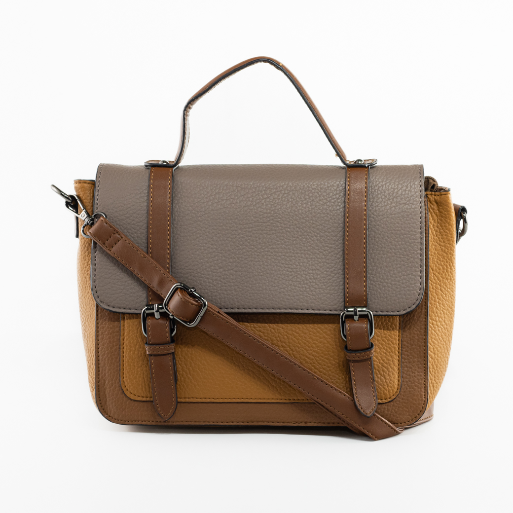 CARTERA ESCOLOR C/ 2 HEBILLAS TAUPE - 1
