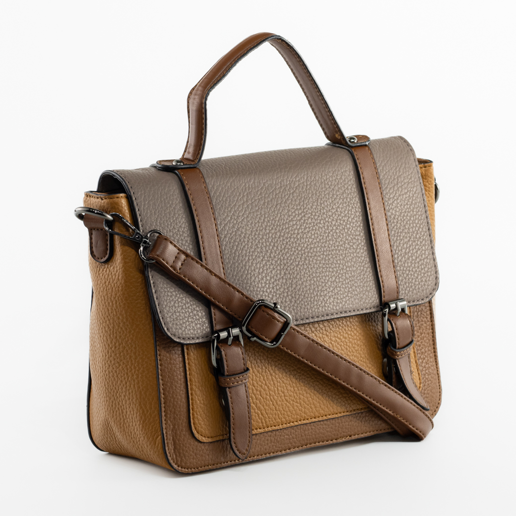 CARTERA ESCOLOR C/ 2 HEBILLAS TAUPE - 2