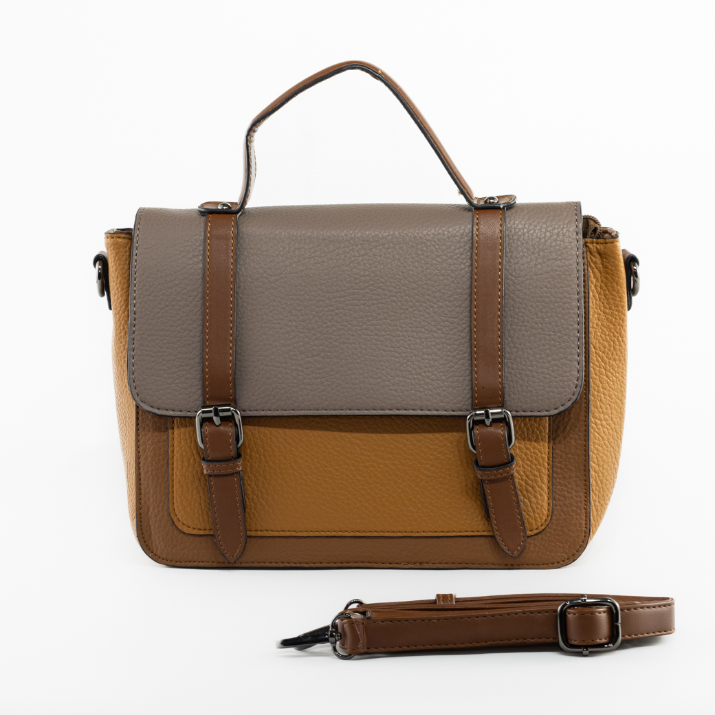 CARTERA ESCOLOR C/ 2 HEBILLAS TAUPE - 3