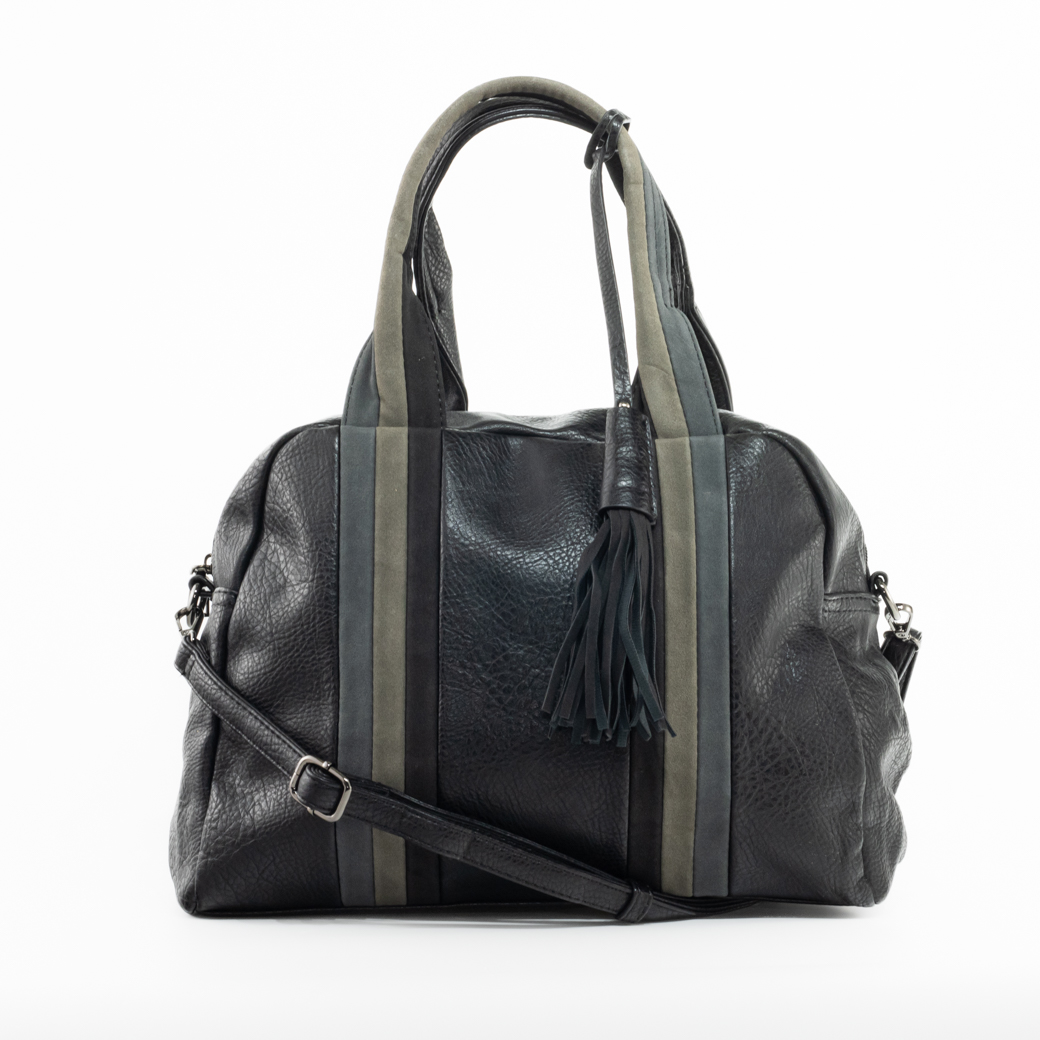 CARTERA C/ FRANJAS 3 COLORES GRIS - 1
