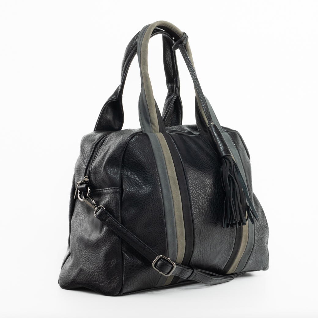 CARTERA C/ FRANJAS 3 COLORES GRIS - 2