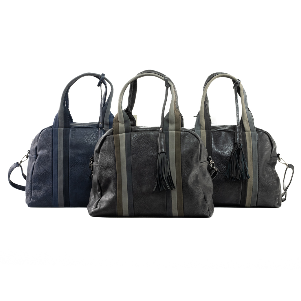 CARTERA C/ FRANJAS 3 COLORES GRIS - 4