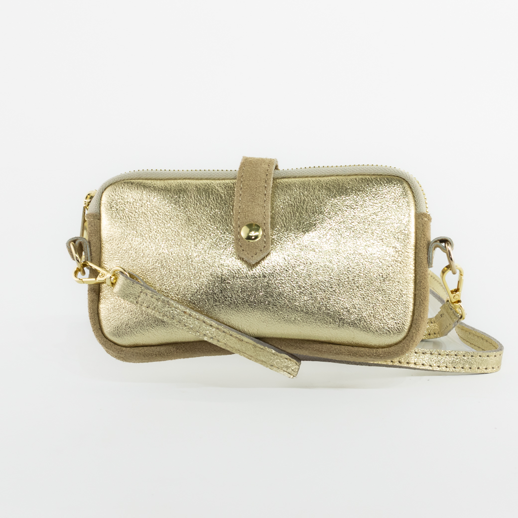 PORTACELULAR CUERO METALIZADO ORO - 1