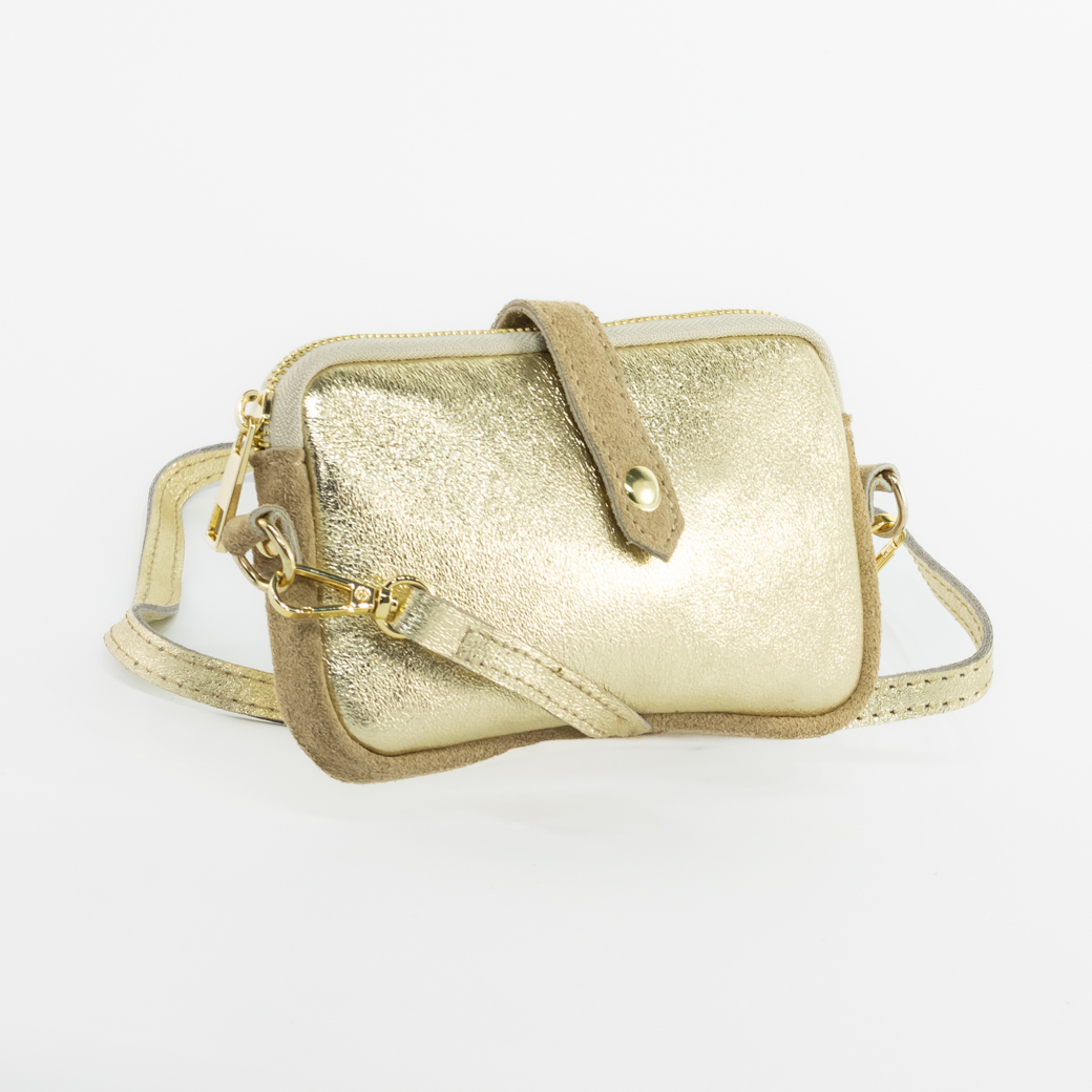 PORTACELULAR CUERO METALIZADO ORO - 2