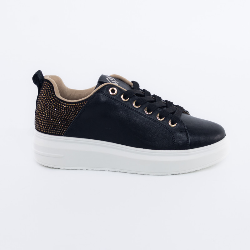 ZAPATILLAS ECOCUERO BRILLANTE NEGRO MAILEA - 1