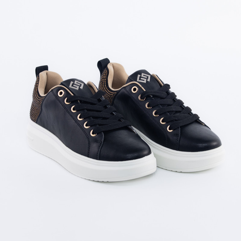 ZAPATILLAS ECOCUERO BRILLANTE NEGRO MAILEA - 4