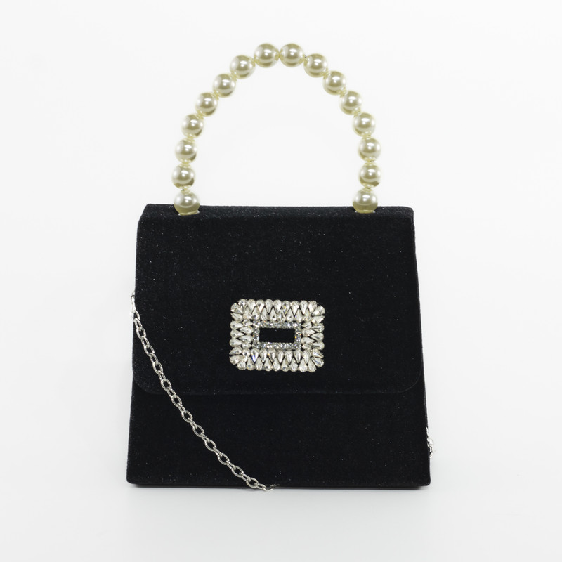 CARTERA NOCHE MANILLA PERLAS TERCIOPELO MAILEA - 1