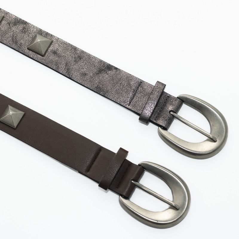 CINTURON RECTO PIRAMIDES METAL ASFALTO - 4