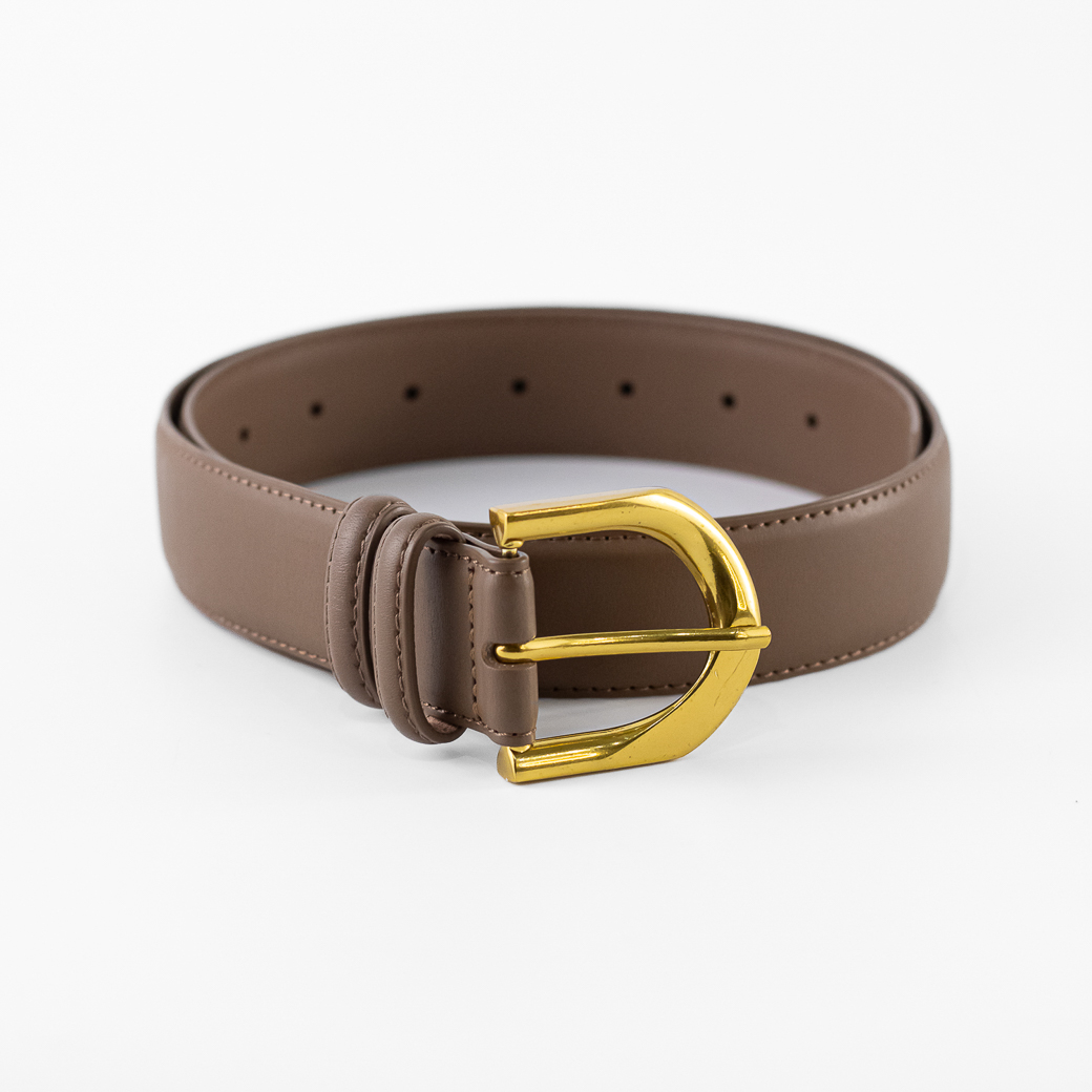 CINTURON CUERO CLASICO PASADOR METAL MUJER TAUPE MAILEA - 1
