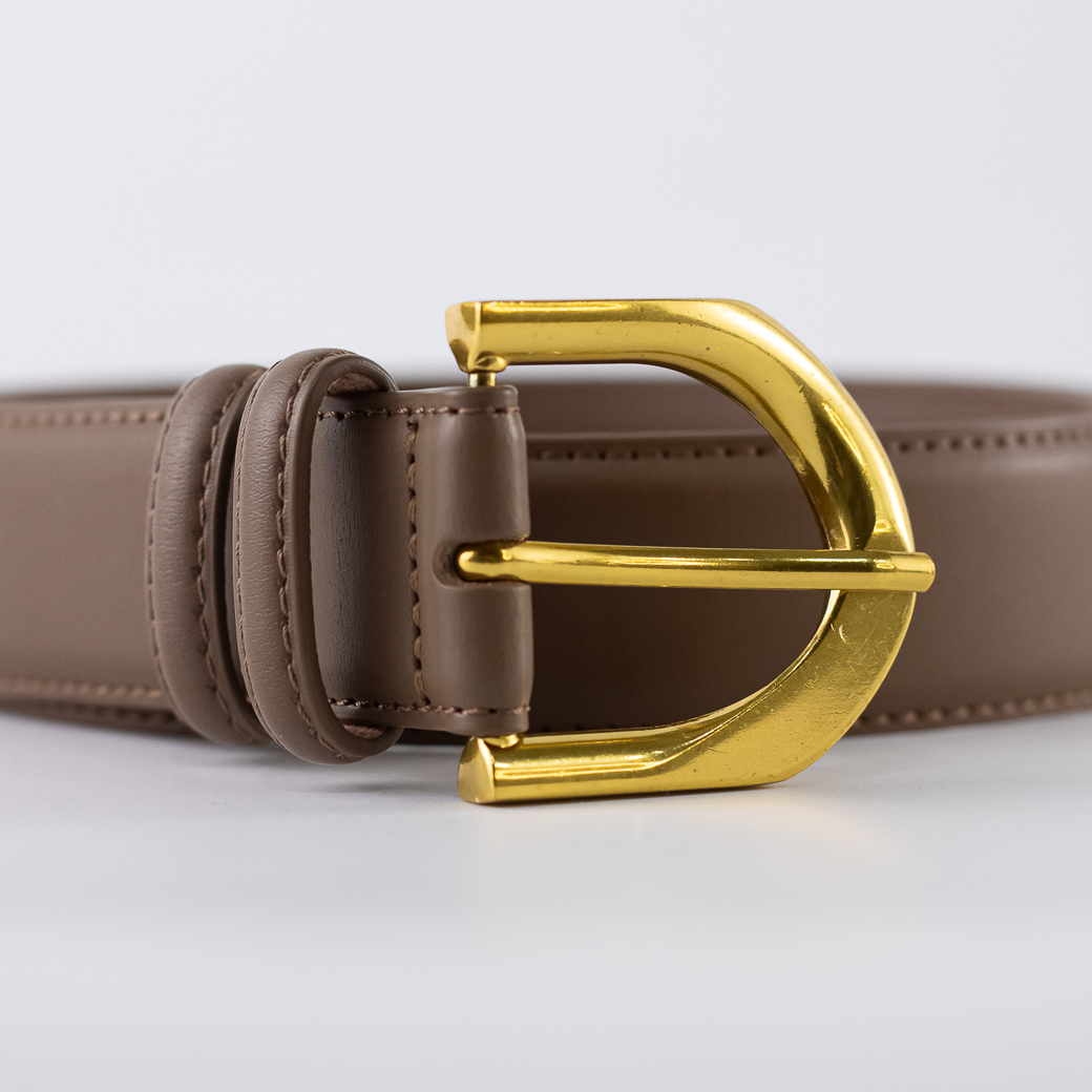 CINTURON CUERO CLASICO PASADOR METAL MUJER TAUPE MAILEA - 2