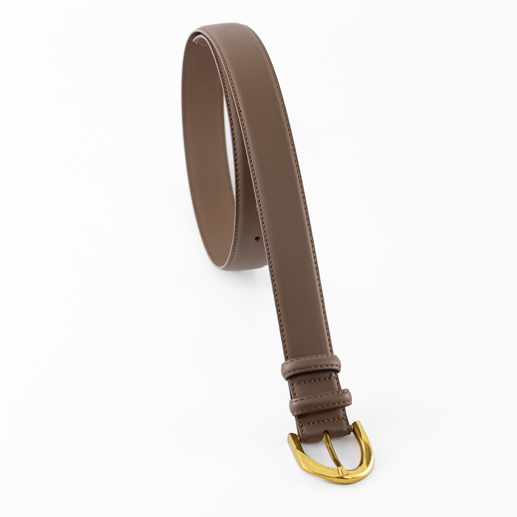 CINTURON CUERO CLASICO PASADOR METAL MUJER TAUPE MAILEA - 4