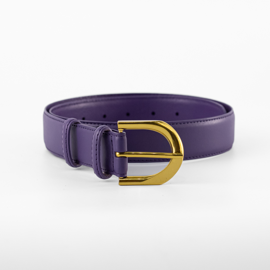 CINTURON CUERO CLASICO PASADOR METAL MUJER MORADO MAILEA
