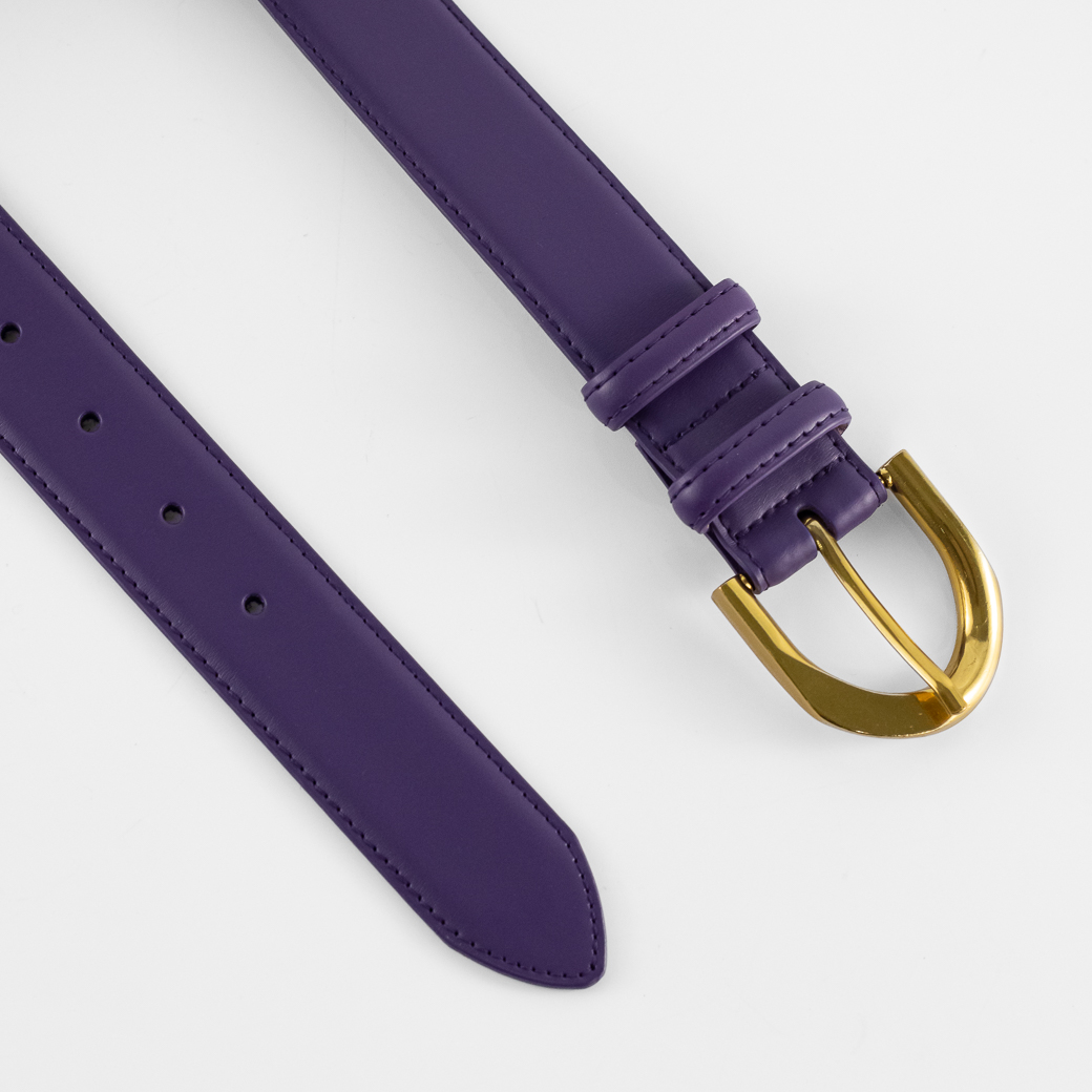 CINTURON CUERO CLASICO PASADOR METAL MUJER MORADO MAILEA - 3
